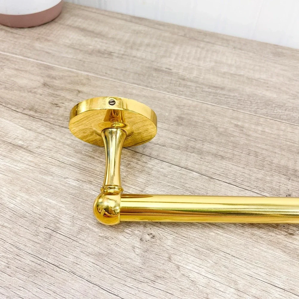 Gold‎ Hollywood Regency Towel Holder - Vintage Brass Hand Towel Rod